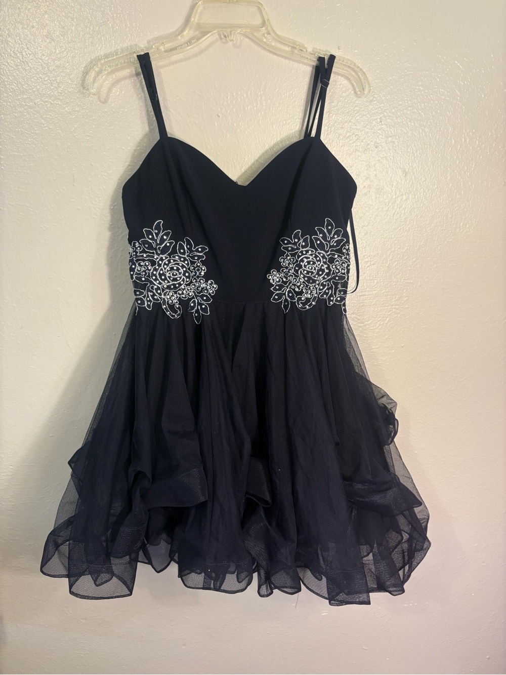 Blondie Nites Navy Blue silver sequin dress- has flaws - size 13